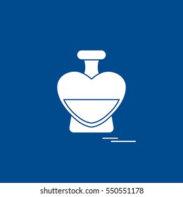 Cute vector illustration of perfume bottle in the shape of heart. Design for banner, flyer, poster or print. Greeting card Valentine'??s Day.