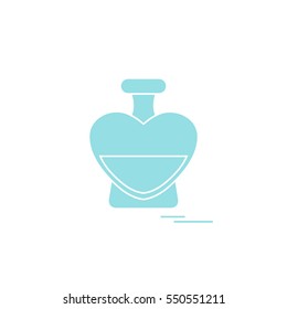 Cute vector illustration of perfume bottle in the shape of heart. Design for banner, flyer, poster or print. Greeting card Valentine'??s Day.