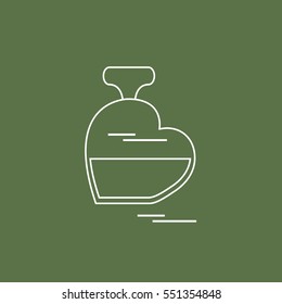 Cute vector illustration of perfume bottle in the shape of heart. Design for banner, flyer, poster or print. Greeting card Valentine's Day.