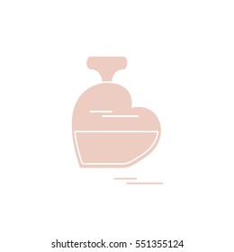 Cute vector illustration of perfume bottle in the shape of heart. Design for banner, flyer, poster or print. Greeting card Valentine'??s Day.