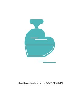 Cute vector illustration of perfume bottle in the shape of heart. Design for banner, flyer, poster or print. Greeting card Valentine's Day.
