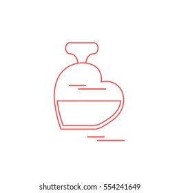 Cute vector illustration of perfume bottle in the shape of heart. Design for banner, flyer, poster or print. Greeting card Valentine's Day.