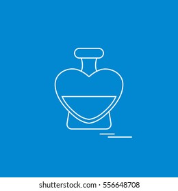 Cute vector illustration of perfume bottle in the shape of heart. Design for banner, flyer, poster or print. Greeting card Valentine's Day.