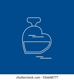 Cute vector illustration of perfume bottle in the shape of heart. Design for banner, flyer, poster or print. Greeting card Valentine'??s Day.