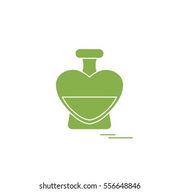 Cute vector illustration of perfume bottle in the shape of heart. Design for banner, flyer, poster or print. Greeting card Valentine's Day.