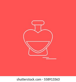 Cute vector illustration of perfume bottle in the shape of heart. Design for banner, flyer, poster or print. Greeting card Valentine's Day.