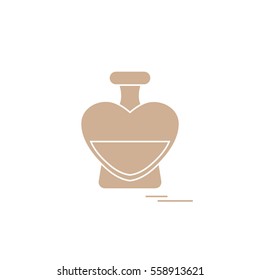 Cute vector illustration of perfume bottle in the shape of heart. Design for banner, flyer, poster or print. Greeting card Valentine's Day.