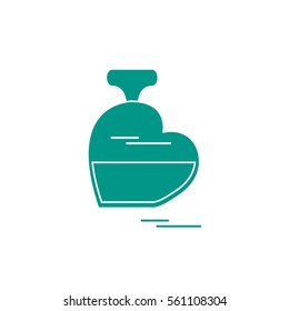 Cute vector illustration of perfume bottle in the shape of heart. Design for banner, flyer, poster or print. Greeting card Valentine's Day.