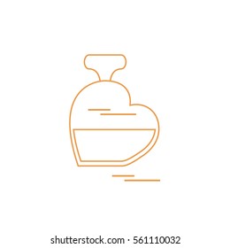 Cute vector illustration of perfume bottle in the shape of heart. Design for banner, flyer, poster or print. Greeting card Valentine's Day.