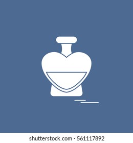 Cute vector illustration of perfume bottle in the shape of heart. Design for banner, flyer, poster or print. Greeting card Valentine's Day.