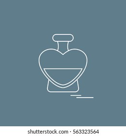 Cute vector illustration of perfume bottle in the shape of heart. Design for banner, flyer, poster or print. Greeting card Valentine'??s Day.