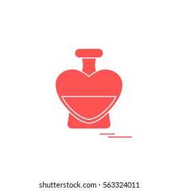 Cute vector illustration of perfume bottle in the shape of heart. Design for banner, flyer, poster or print. Greeting card Valentine's Day.