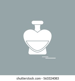 Cute vector illustration of perfume bottle in the shape of heart. Design for banner, flyer, poster or print. Greeting card Valentine'??s Day.