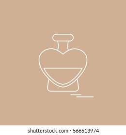 Cute vector illustration of perfume bottle in the shape of heart. Design for banner, flyer, poster or print. Greeting card Valentine's Day.