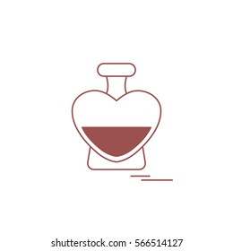 Cute vector illustration of perfume bottle in the shape of heart. Design for banner, flyer, poster or print. Greeting card Valentine's Day.