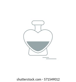Cute vector illustration of perfume bottle in the shape of heart. Design for banner, flyer, poster or print. Greeting card Valentine's Day.