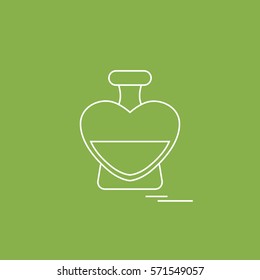 Cute vector illustration of perfume bottle in the shape of heart. Design for banner, flyer, poster or print. Greeting card Valentine'??s Day.