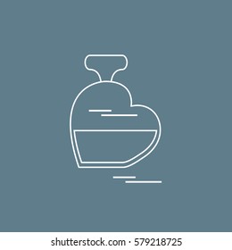 Cute vector illustration of perfume bottle in the shape of heart. Design for banner, flyer, poster or print. Greeting card Valentine's Day.