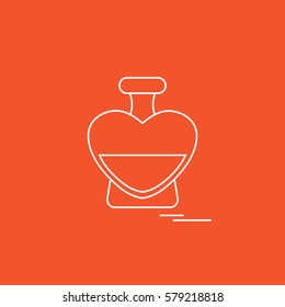 Cute vector illustration of perfume bottle in the shape of heart. Design for banner, flyer, poster or print. Greeting card Valentine's Day.