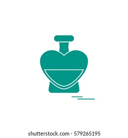 Cute vector illustration of perfume bottle in the shape of heart. Design for banner, flyer, poster or print. Greeting card Valentine's Day.