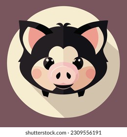 Cute vector illustration of a pig