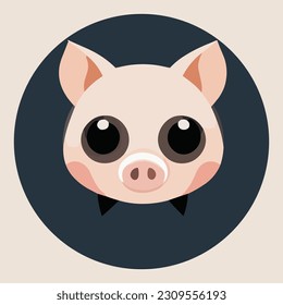 Cute vector illustration of a pig