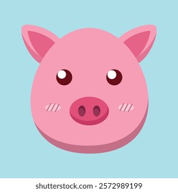 A cute vector illustration of a pig head cartoon