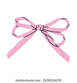 Cute vector illustration with pink bow. Perfect for greeting card, invitation or packaging design, fashion prints, logos and other creative projects. Vector illustration isolated on white background.