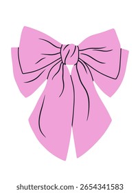 Cute vector illustration with pink bow. Perfect for greeting card, invitation or packaging design, fashion prints, logos and other creative projects. Vector illustration isolated on white background.