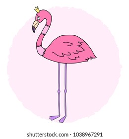 Cute vector illustration of the pink flamingo