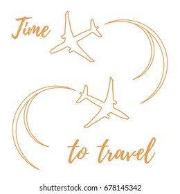 Cute vector illustration with planes and traces of the plane. Design for poster or print.