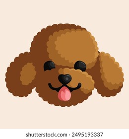 Cute vector illustration of a Poodle's head with bright eyes and a friendly expression. Perfect for pet-themed designs, children's media, and social media content.