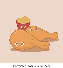 cute vector illustration portion of fried chicken with sauce smiling in cartoon style

Categoria: 