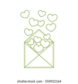 Cute vector illustration of postal envelope with hearts. Design for banner, flyer, poster or print. Greeting card Valentine's Day.