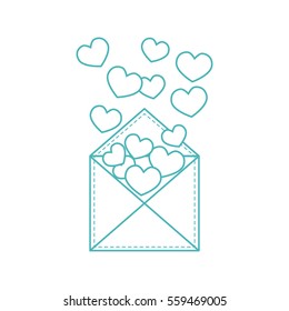 Cute vector illustration of postal envelope with hearts. Design for banner, flyer, poster or print. Greeting card Valentine's Day.