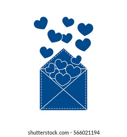 Cute vector illustration of postal envelope with hearts. Design for banner, flyer, poster or print. Greeting card Valentine's Day.