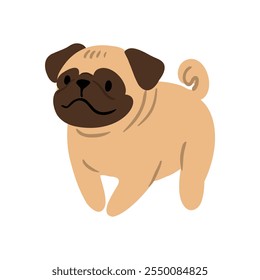 Niedlicher Vektor Illustration von Pug Hund. Clipart-Sammlung für Haustiere. Hund, Welpe handgezeichnet. In verschiedenen Posen dargestellt. 