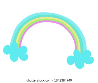 Cute vector illustration with rainbow and clouds