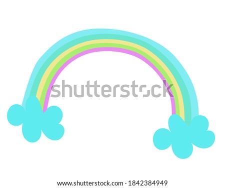 Cute vector illustration with rainbow and clouds