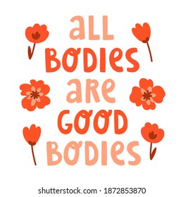 Cute Vector Illustration With Red Flowers And Text Lettering 