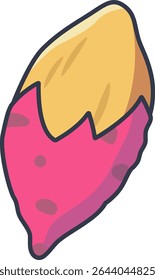 Ilustração vetorial de uma batata doce assada com seção descascada. Perfeito para temas de comida de inverno ou design sazonal.