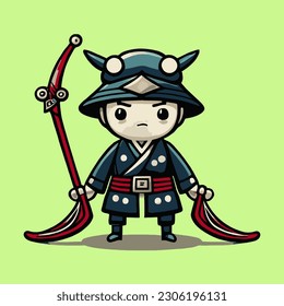 cute vector illustration of a samurai