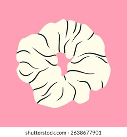 Cute vector illustration of scrunchy. A fabric-covered elastic hair tie. Ideal for blog posts, promotional material, social media content, and advertising campaigns of accessories and hairstyles
