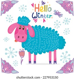 Cute vector illustration of sheep.