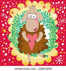 Cute vector illustration of sheep. 