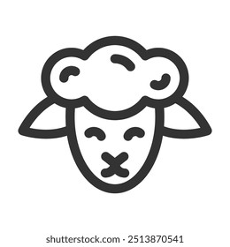 Cute vector illustration of a sheep head in a simple, minimalist style with bold lines.