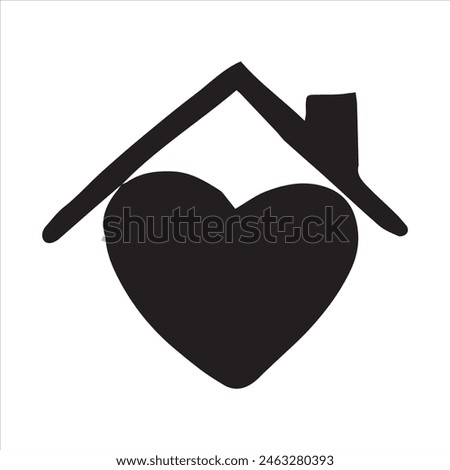 Cute vector illustration. simple doodle style drawing. home and heart. symbol of self-isolation, stay home. sweet home icon, favorite home. real estate, realtor.