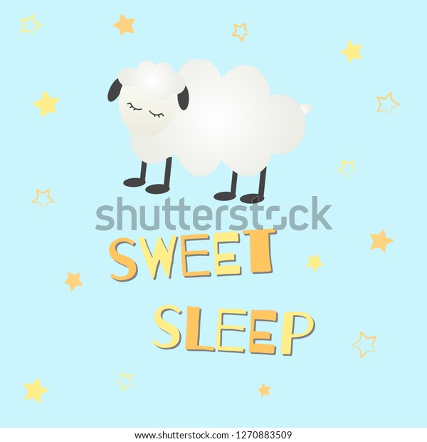 Cute Vector Illustration Sleeping Sheep Inscription Stock Vector Royalty Free