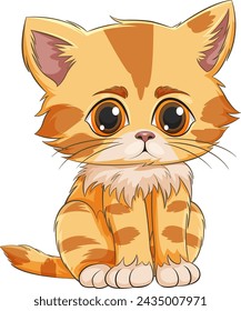 Cute vector illustration of a small orange kitten