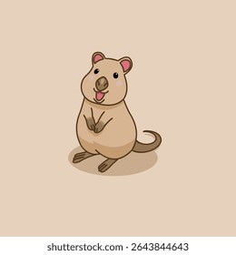 Ilustração de vetor bonito de um Quokka sorridente da Austrália. Ideal para designs, impressões e uso educacional de crianças.